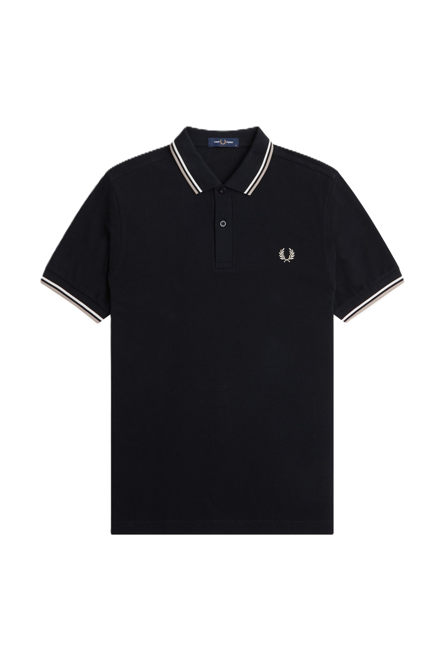 Fred Perry Twin Tipped Polo Shirt Blk/SnWhi/WrmGry