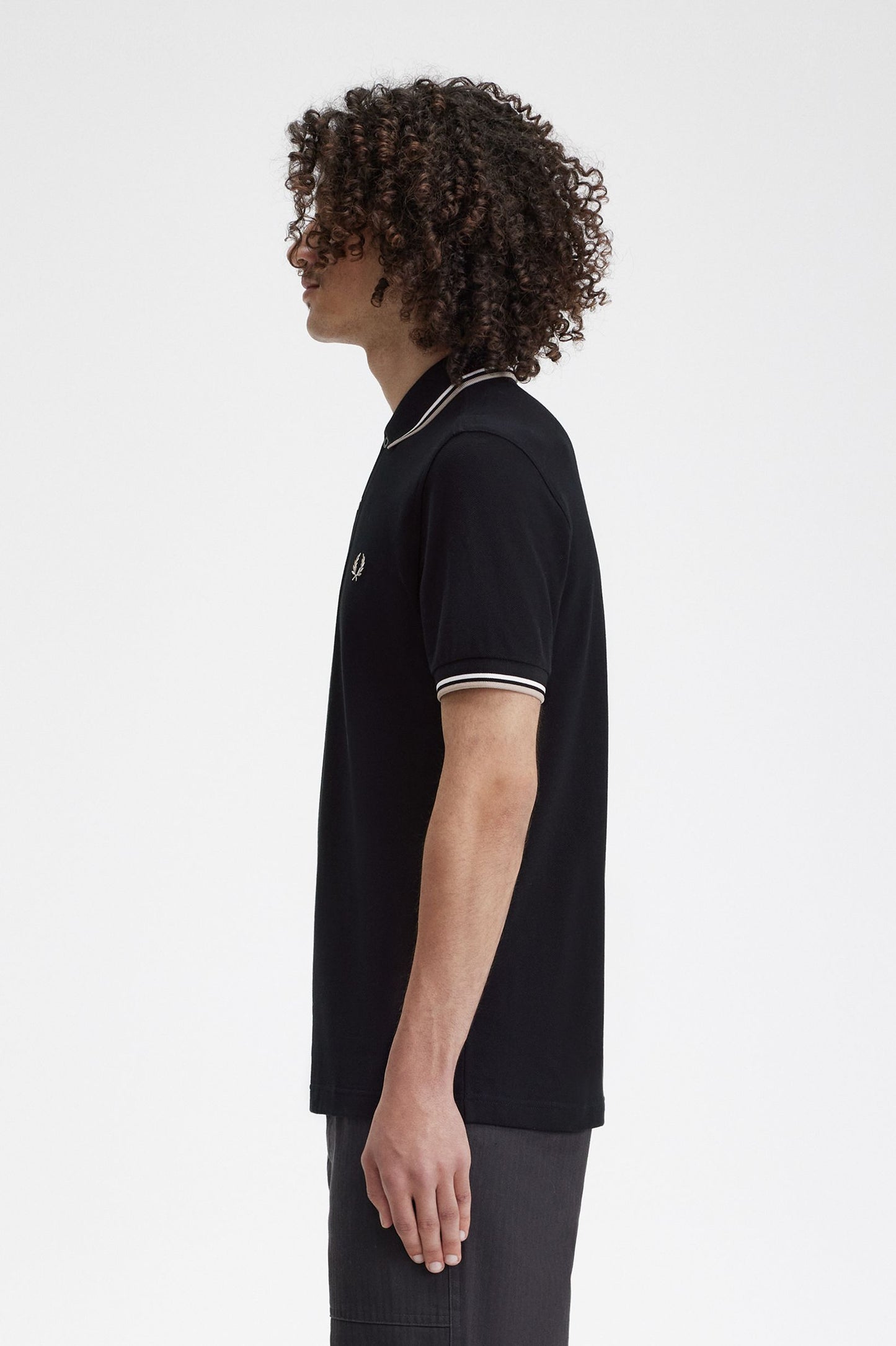 Fred Perry Twin Tipped Polo Shirt Blk/SnWhi/WrmGry