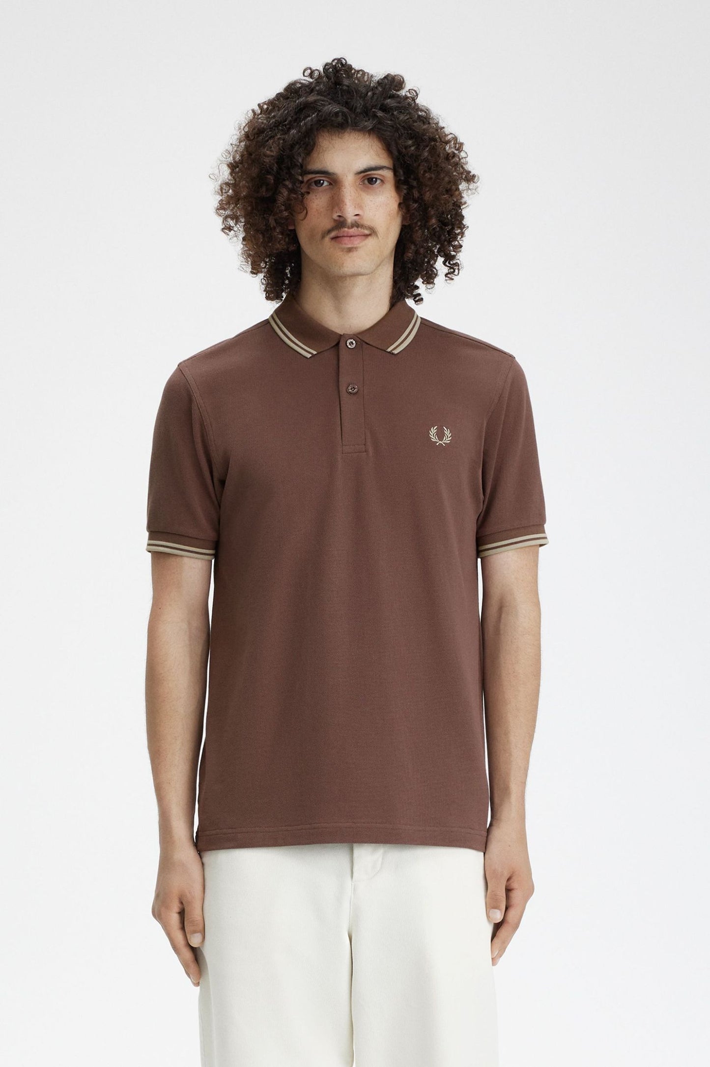 Fred Perry Twin Tipped Polo Shirt Brick/Warm Grey