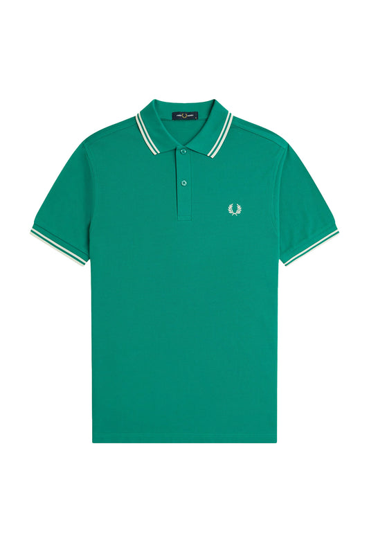 Fred Perry Twin Tipped Shirt Label Green/Ecru