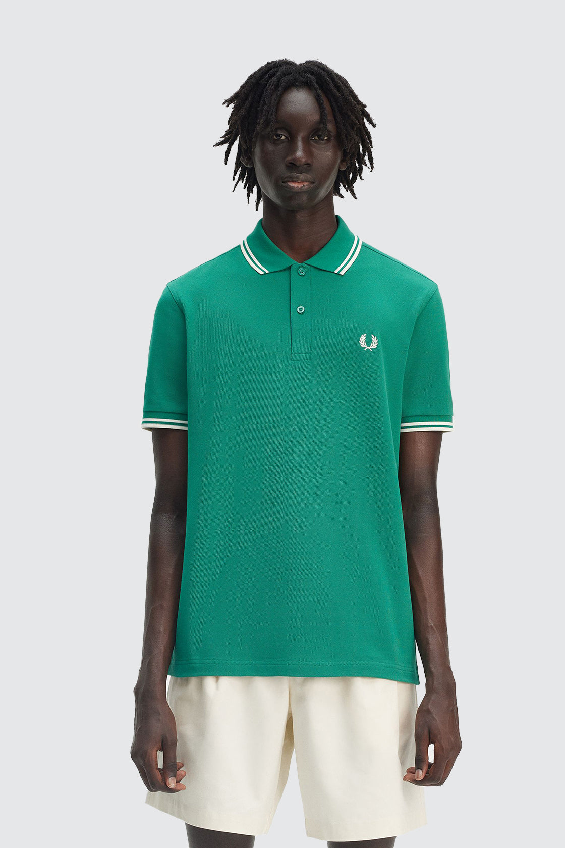 Fred Perry Twin Tipped Shirt Label Green/Ecru