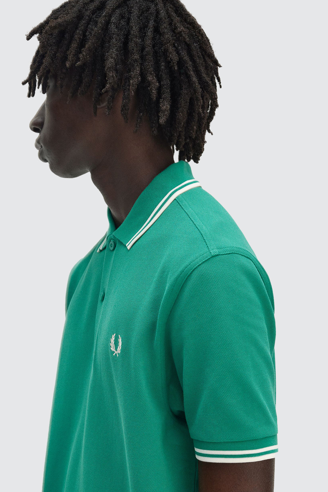 Fred Perry Twin Tipped Shirt Label Green/Ecru