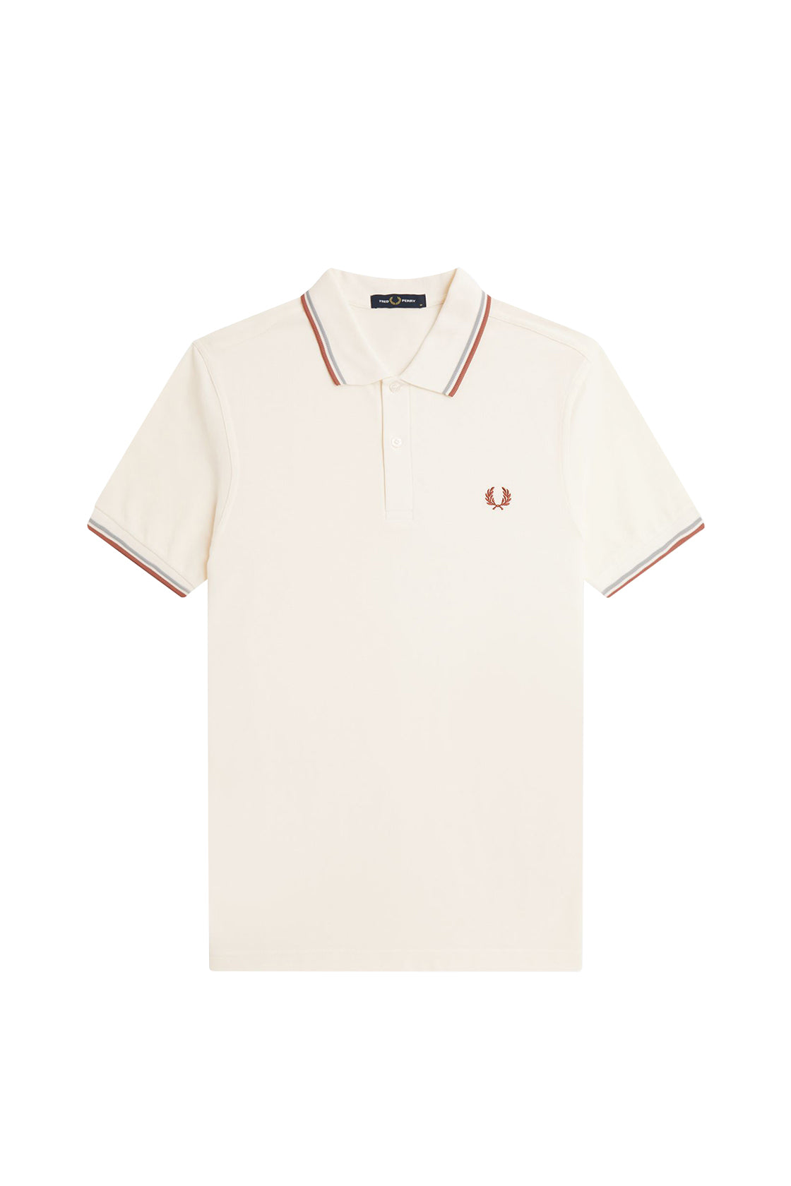Fred Perry Twin Tipped Shirt Light Ecru/Silver Blue/Cinnamon