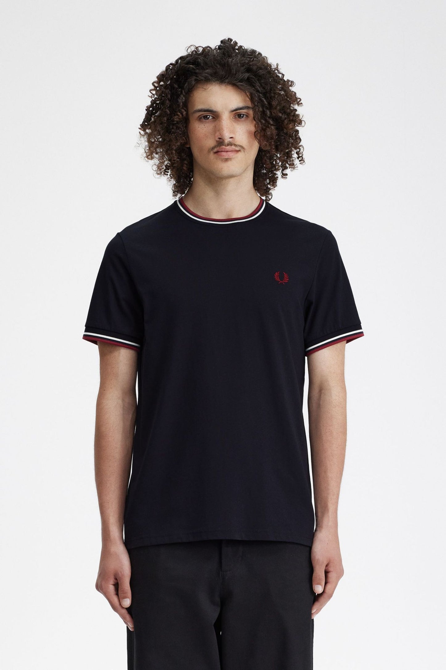 Fred Perry Twin Tipped T-Shirt Nvy/SWht/BntRed