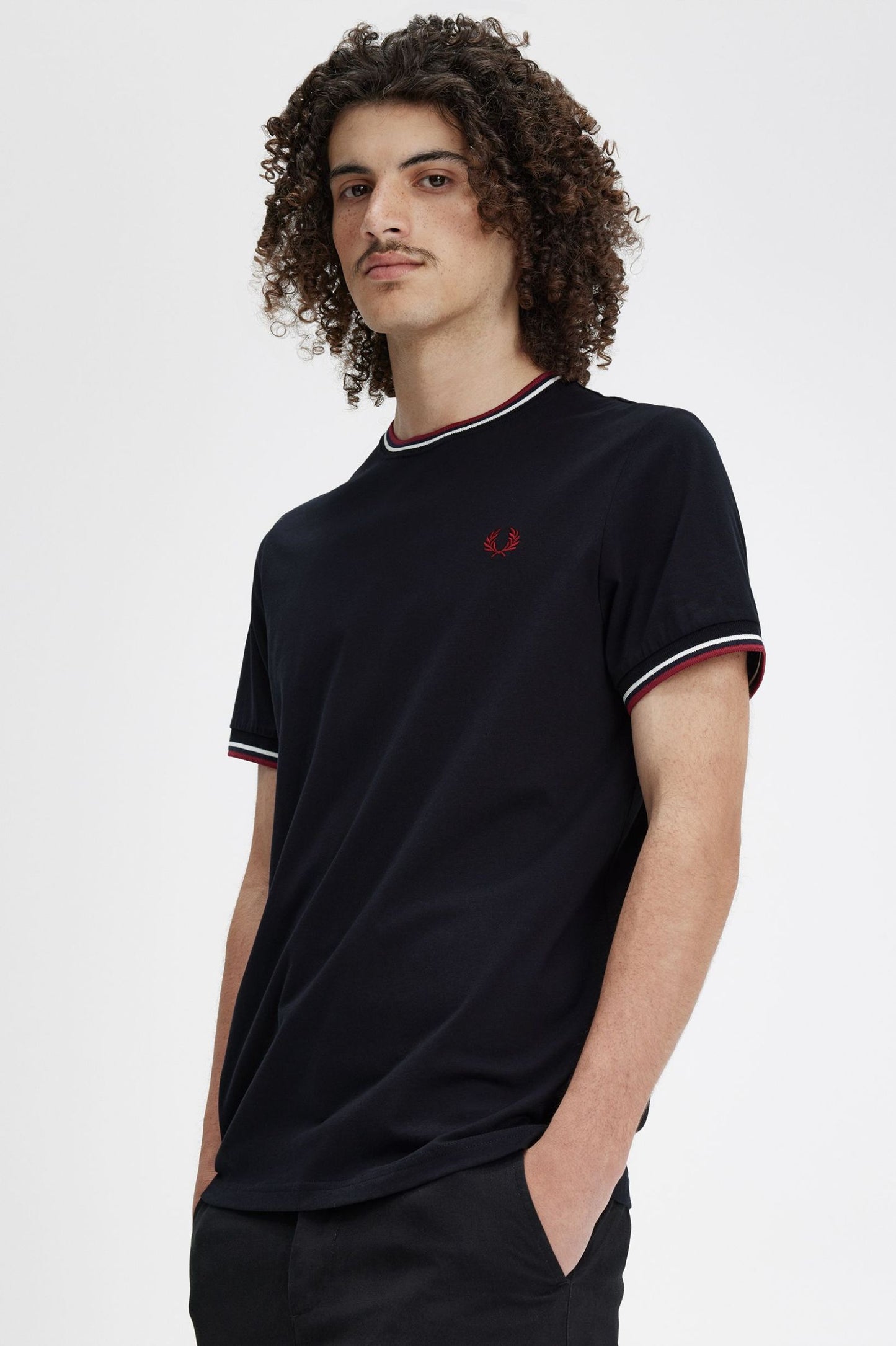 Fred Perry Twin Tipped T-Shirt Nvy/SWht/BntRed