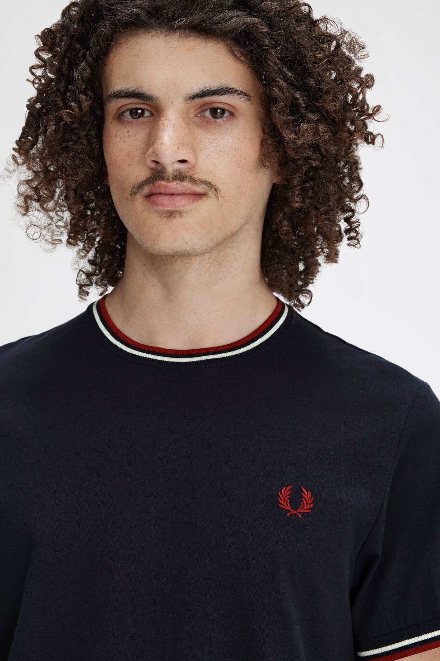 Fred Perry Twin Tipped T-Shirt Nvy/SWht/BntRed