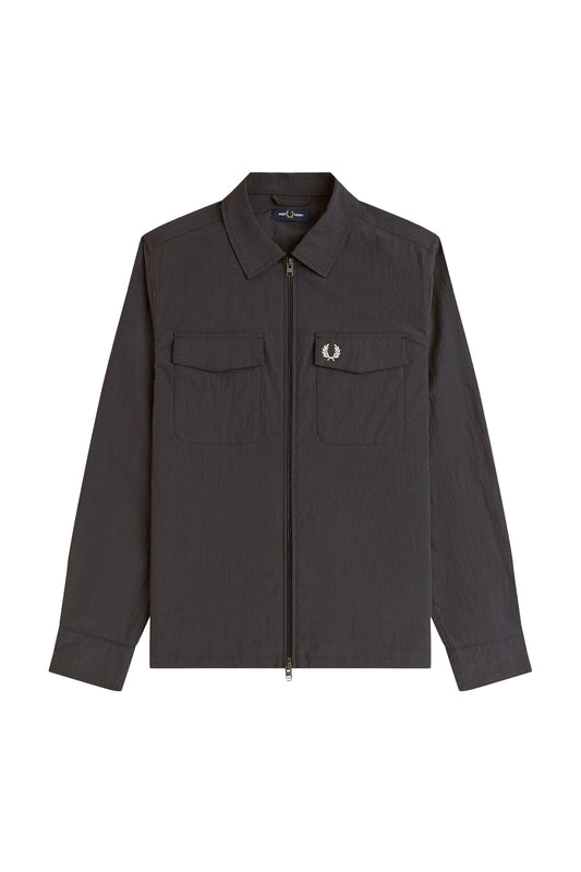 Fred Perry Zip Thru Overshirt Anchor Grey