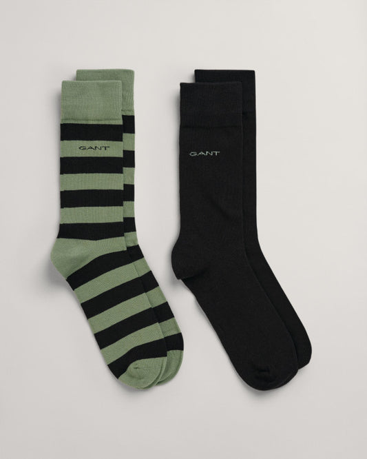 Gant Barstripe & Solid 2pk Socks Kal. Olive