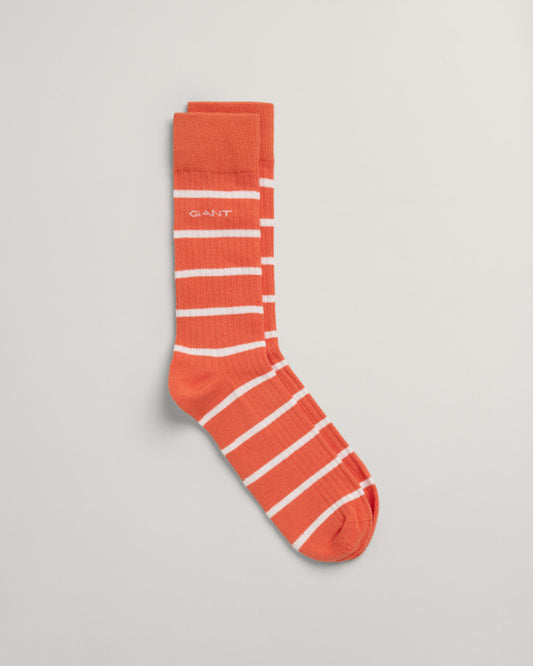 Gant Breton Stripe Rib Socks Apricot Orange