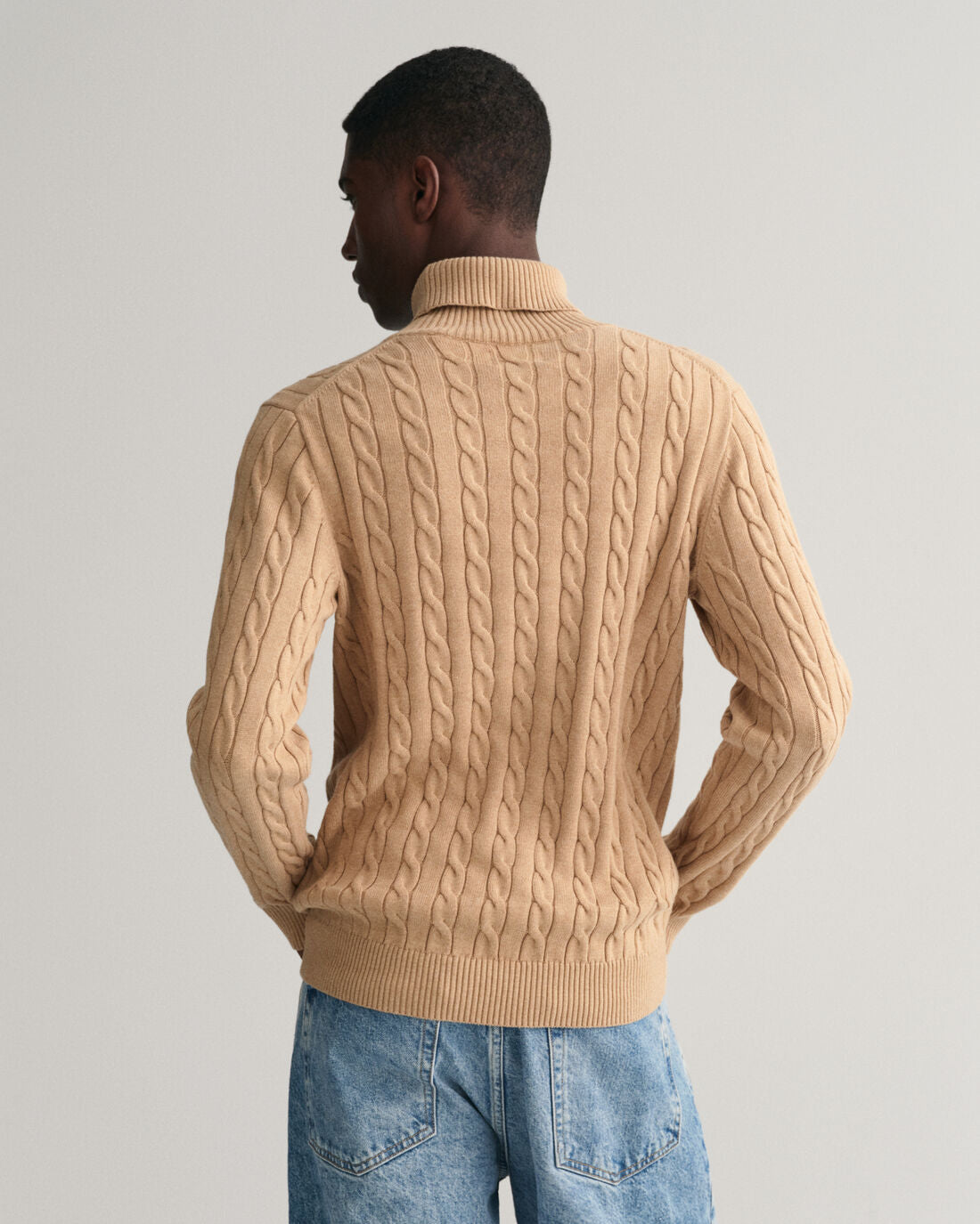 Gant Cotton Cable Turtle Neck Khaki Mel