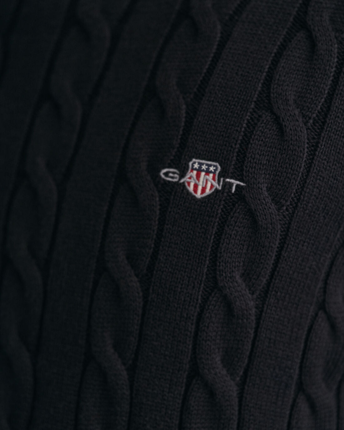 Gant Cotton Cable Turtle Neck Black