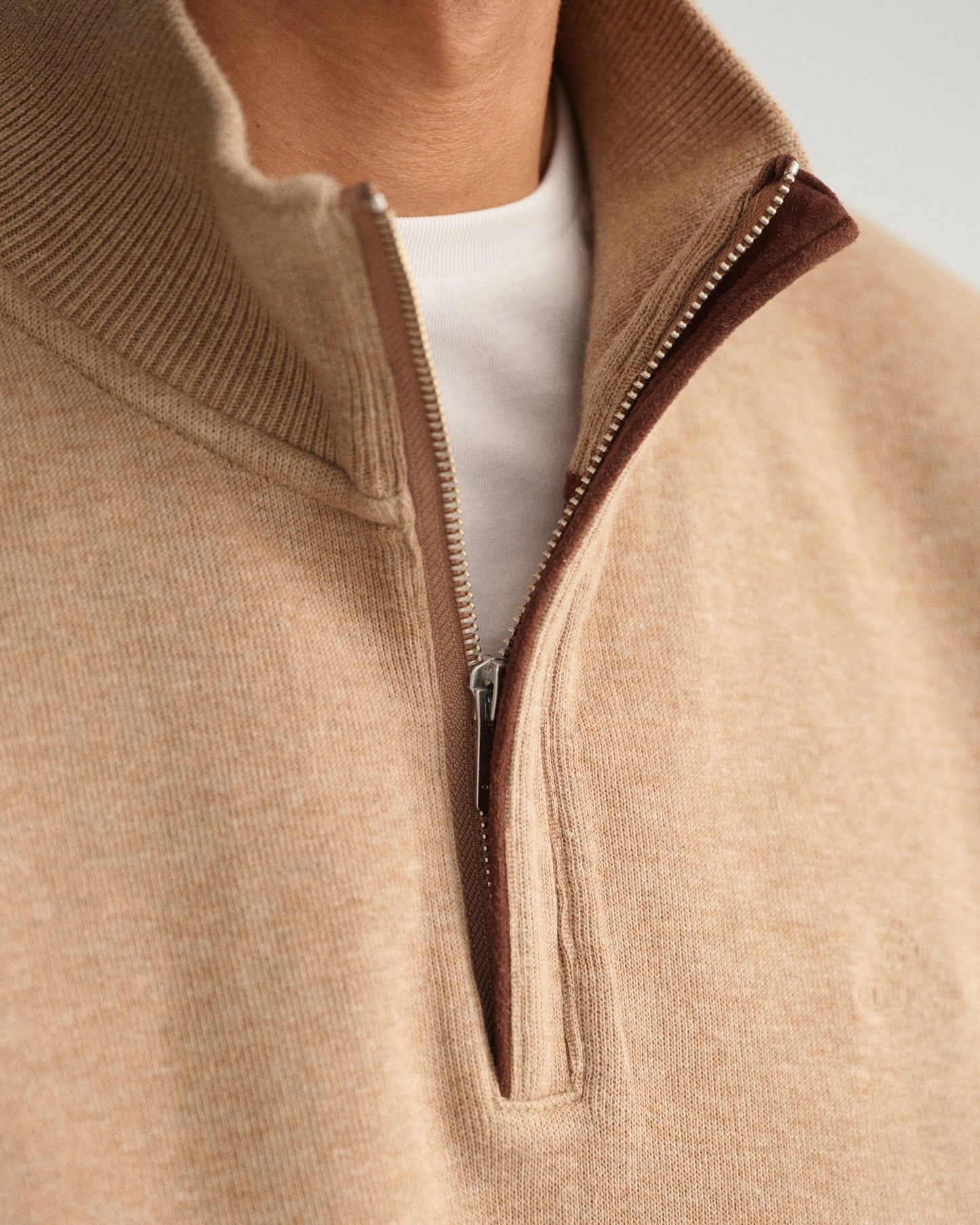 Gant Sacker Rib Half Zip Khaki Mel