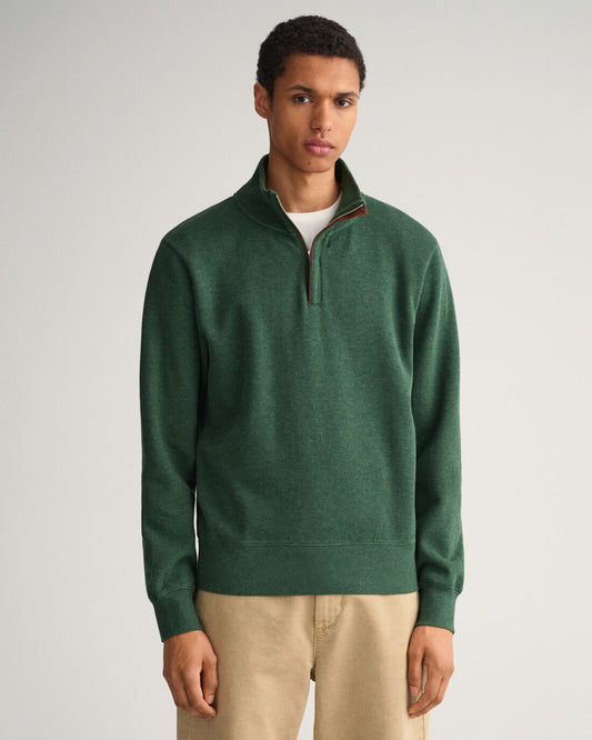 Gant Sacker Rib Half Zip Forest Green