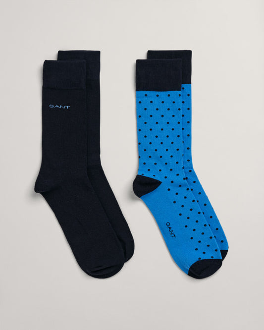 Gant Solid & Dot 2pk Socks Day Blue