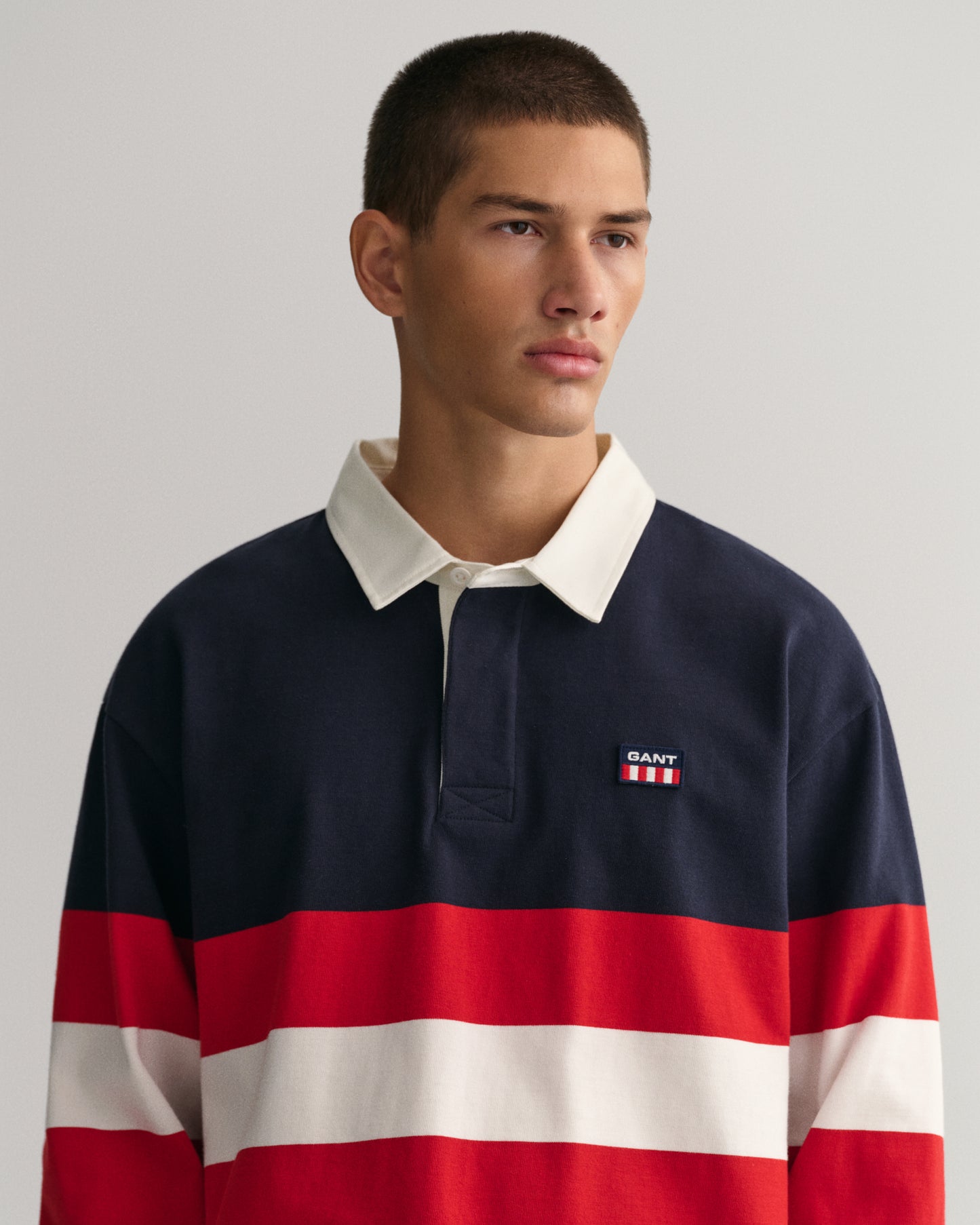 Gant Striped LS Rugger Evening Blue