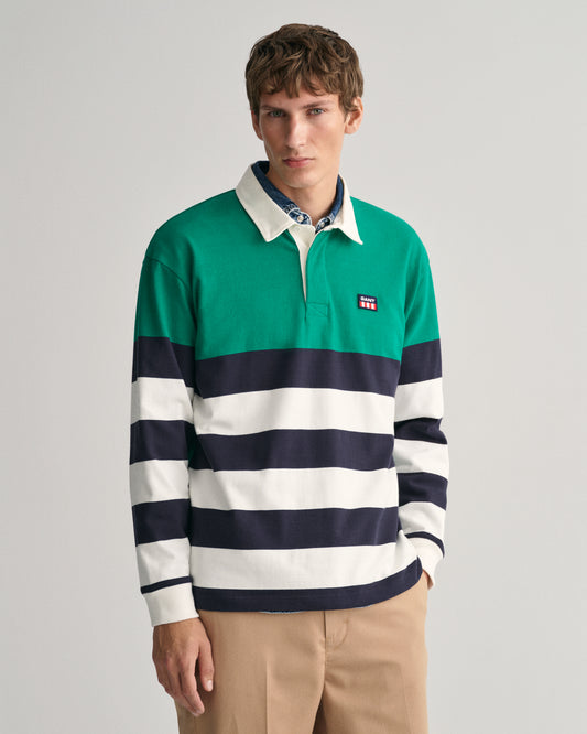 Gant Striped LS Rugger Lush Green