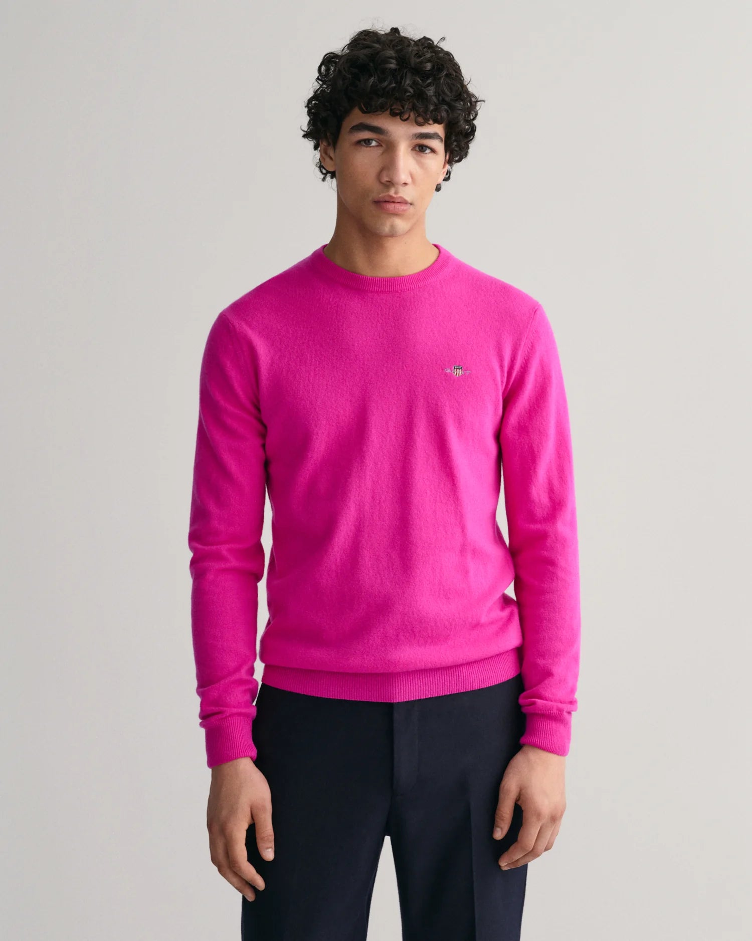 Gant Superfine Lambswool Crew Neck Pink Fuchsia routleys