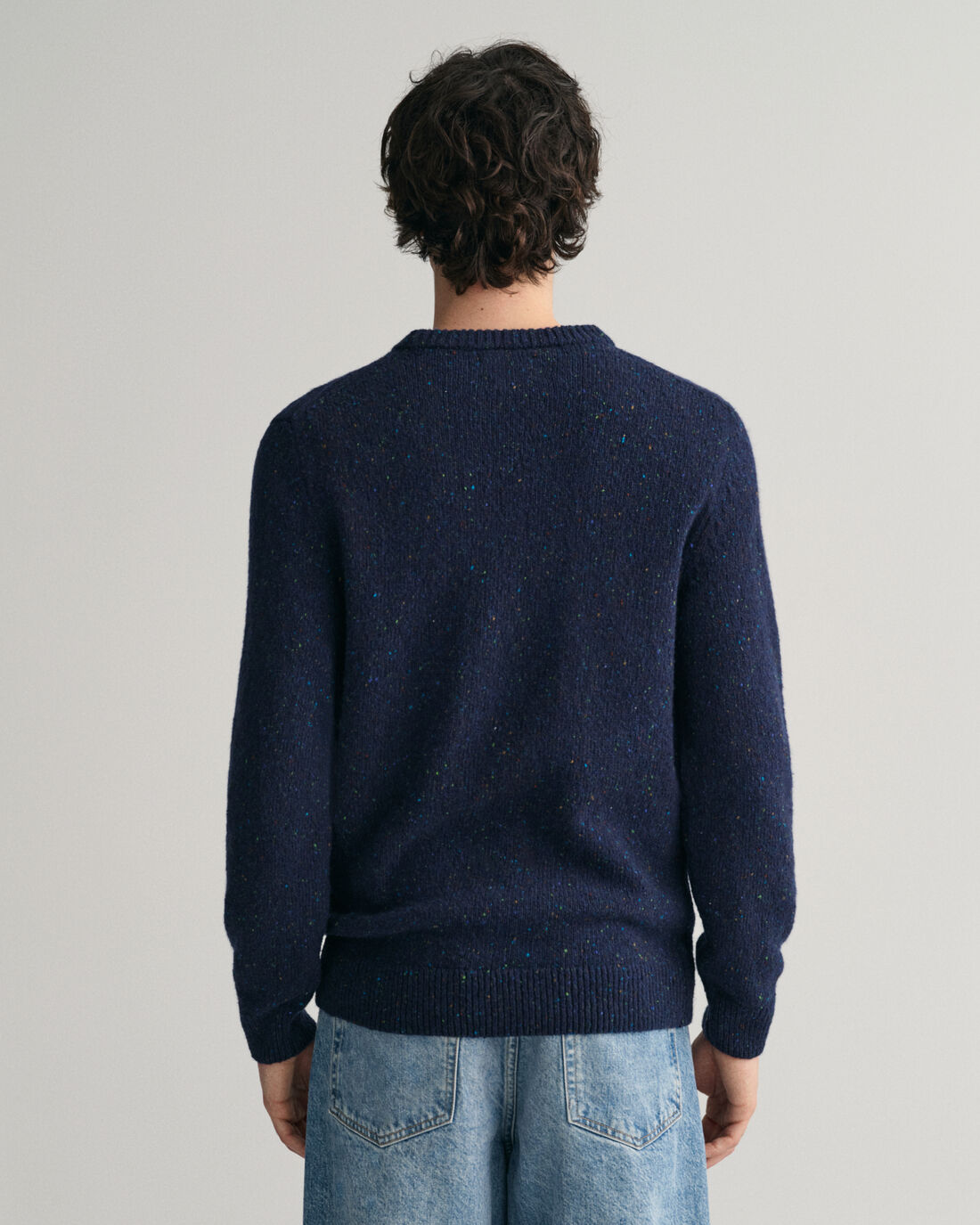 Gant Wool Neps Crew Neck Evening Blue