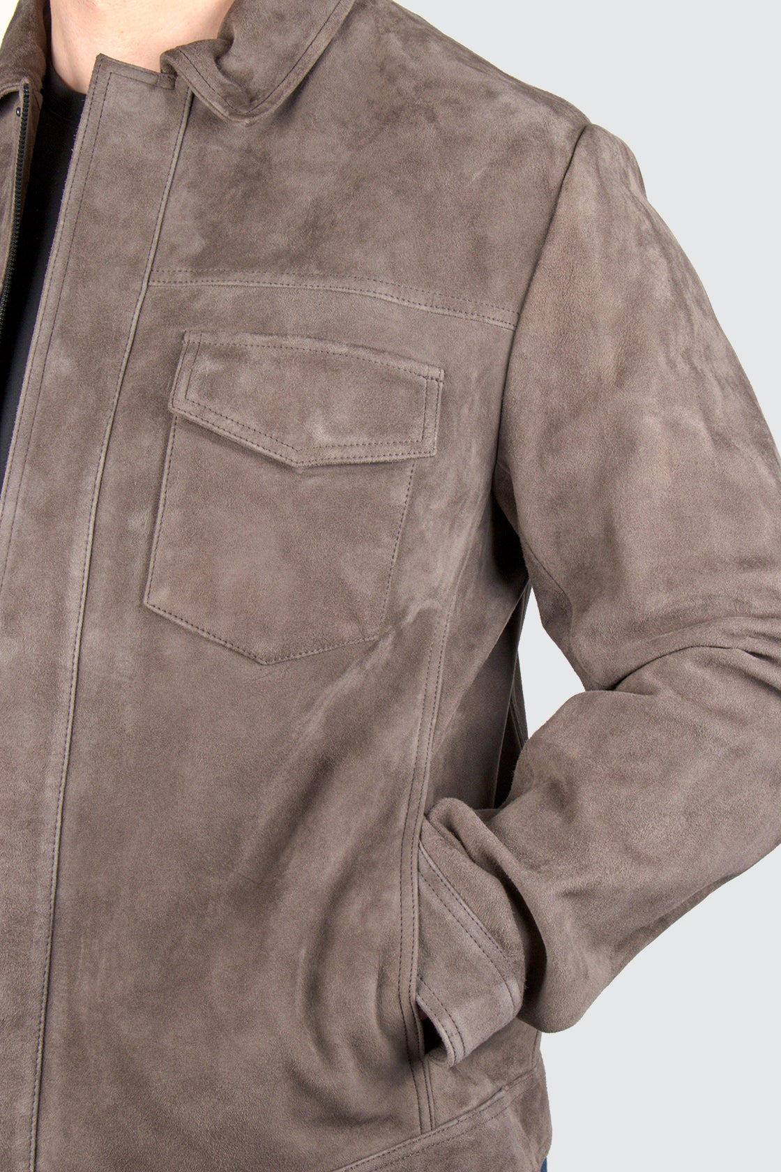 Hugo Boss Mucker Leather Jacket Dark Grey