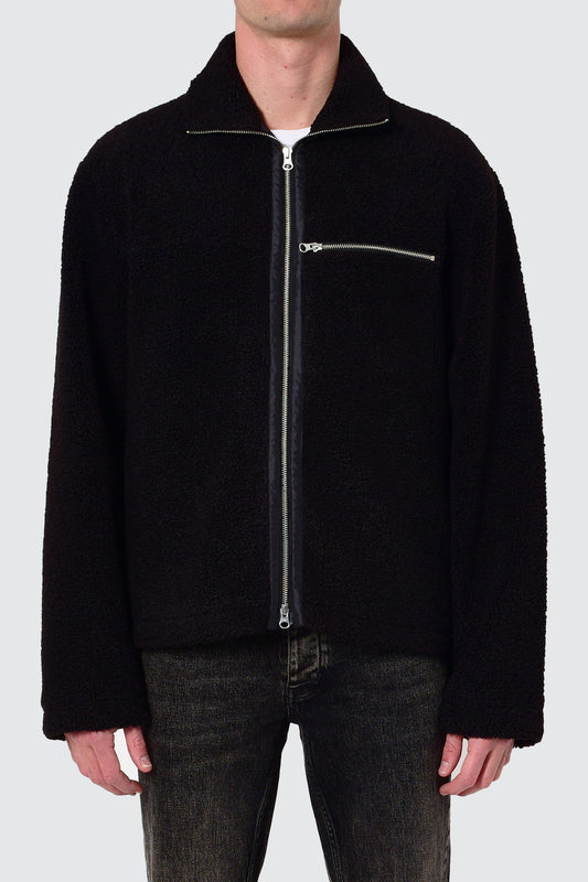Neuw Zip Thru Borg Jacket Black