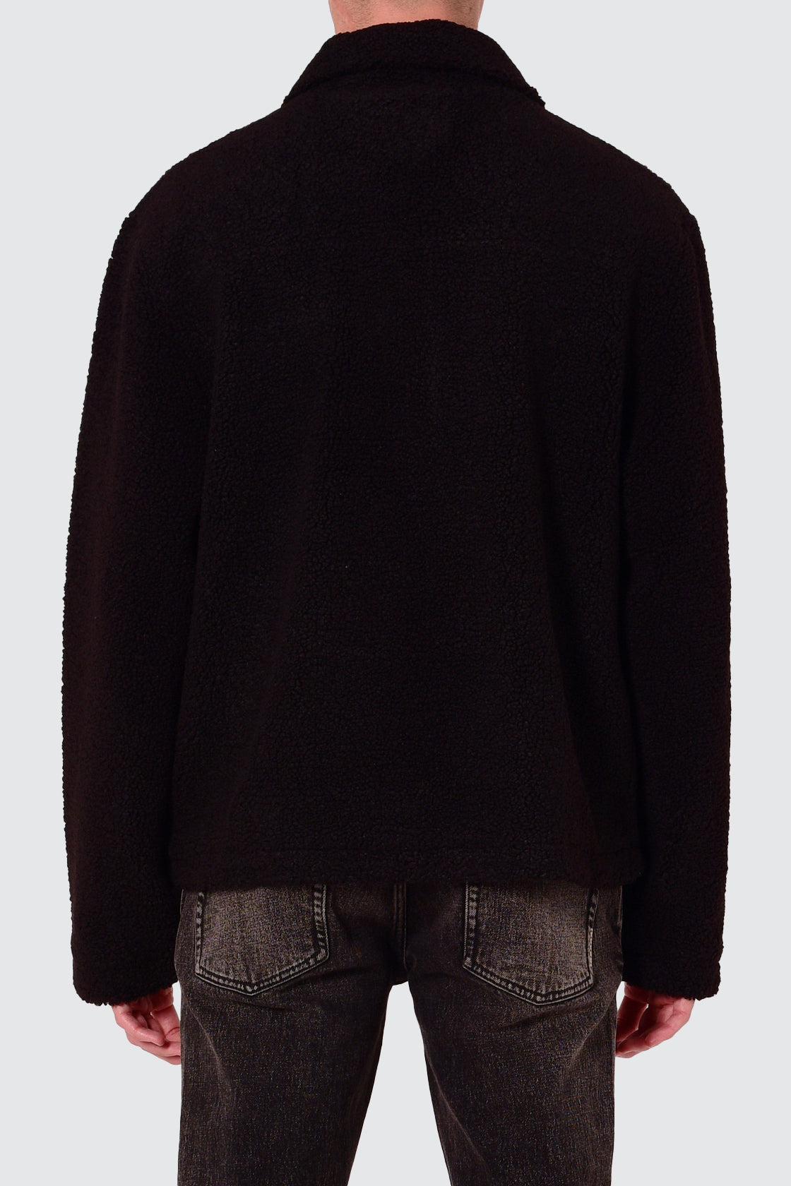 Neuw Zip Thru Borg Jacket Black