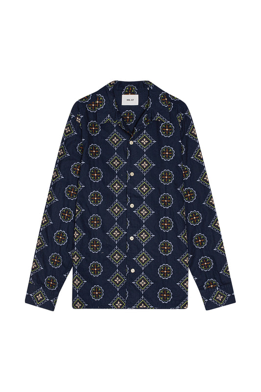NN.07 Julio No Pocket Overshirt Navy Multi