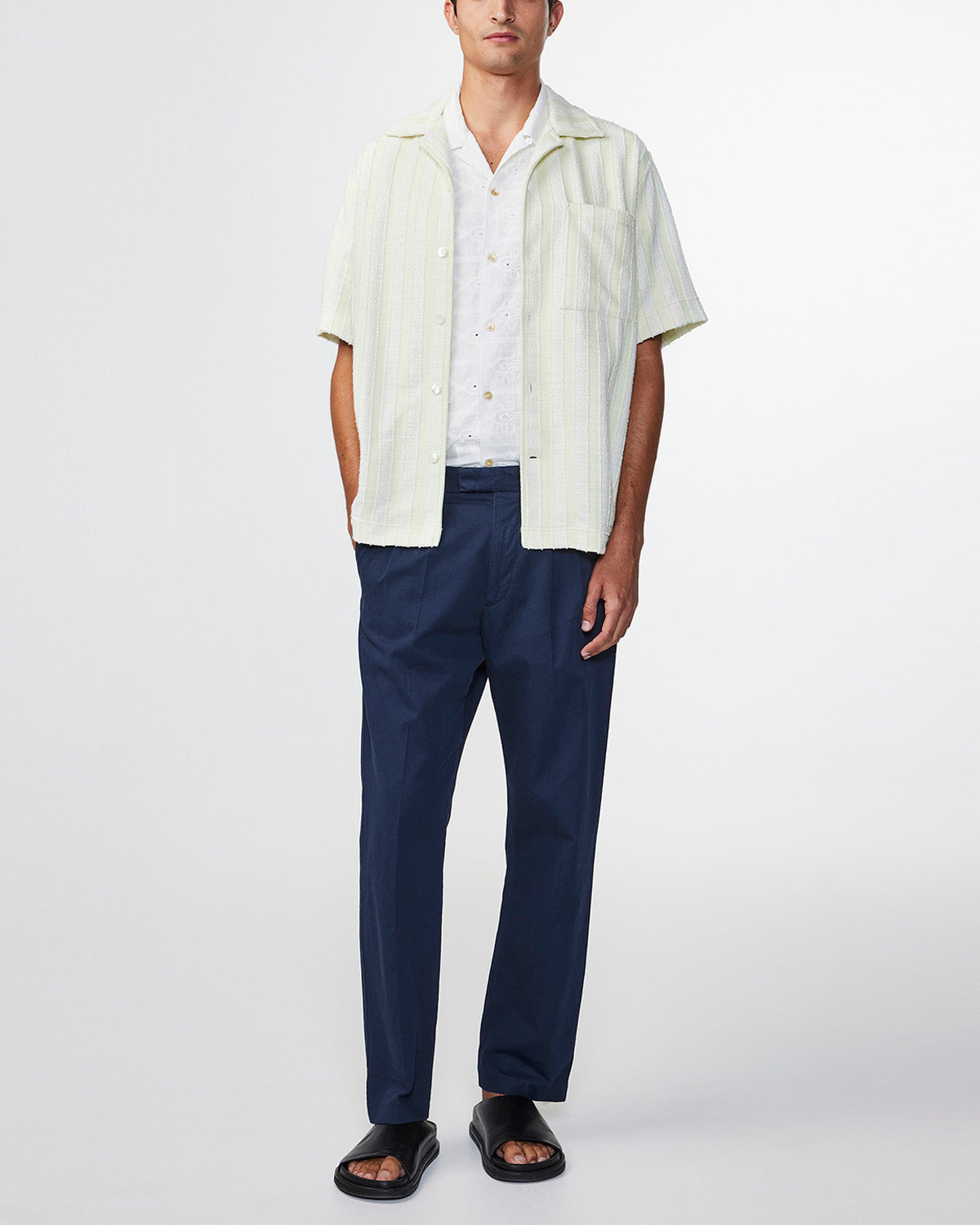 NN07 1803 Fritz Pleated Taper Trouser L32 Navy Blue