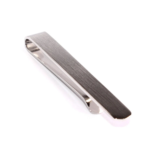 Otaa Brushed Silver Round Clasp Tie Bar