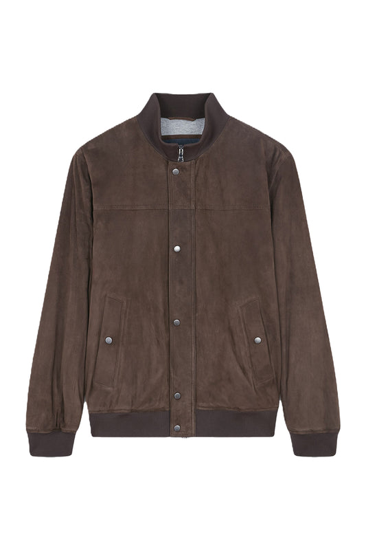 Paul & Shark Aqualeather Suede Bomber Chocolate