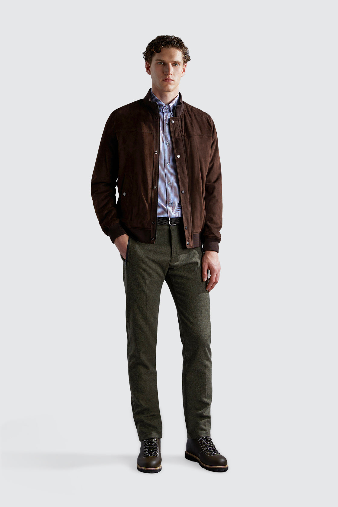 Paul & Shark Aqualeather Suede Bomber Chocolate