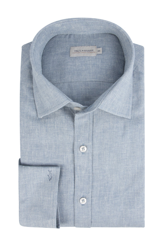 Paul & Shark Cotton Linen Cashmere Shirt Blue