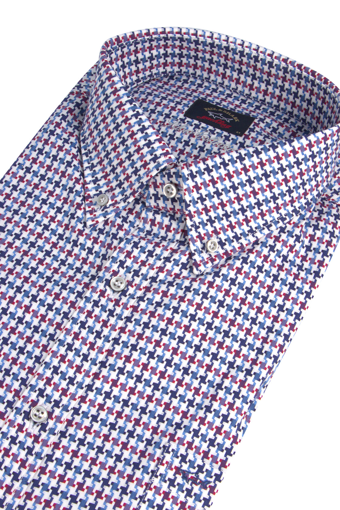Paul & Shark Silver Cotton Satin LS Shirt Check
