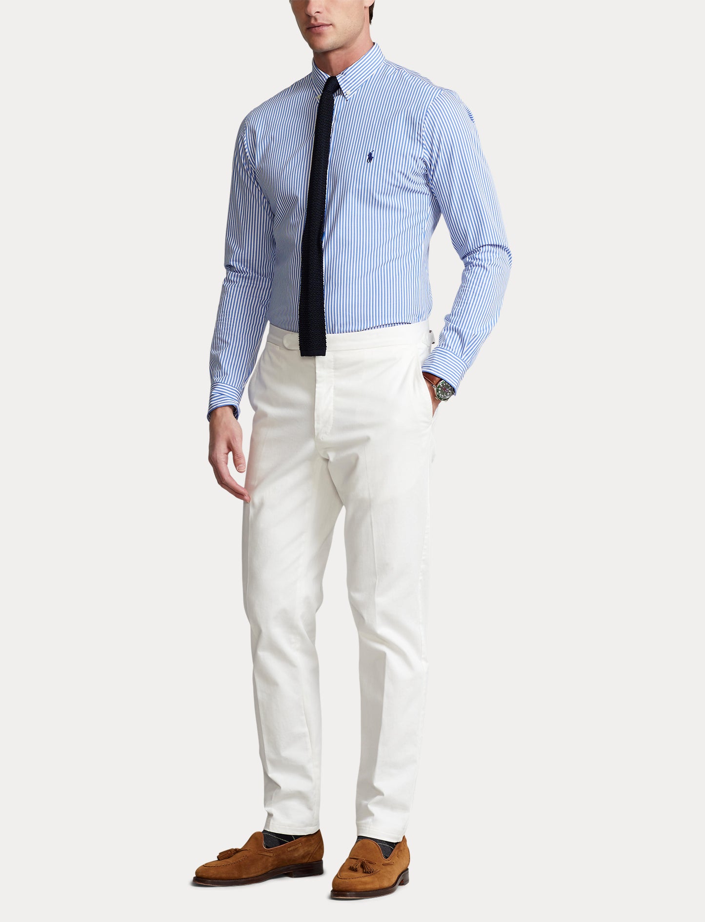 Polo Ralph Lauren Stripe Poplin Sport Shirt Light Blue/White