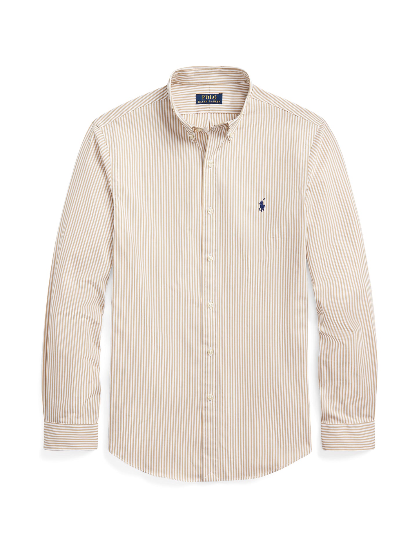 Polo Ralph Lauren Stripe Poplin Sport Shirt Vintage Khaki/White