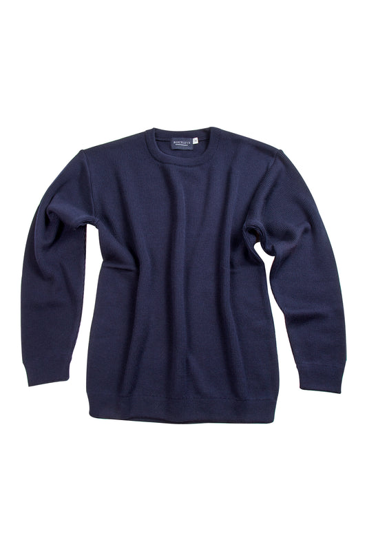 Routleys Fishermans Rib Crew Sweater Navy