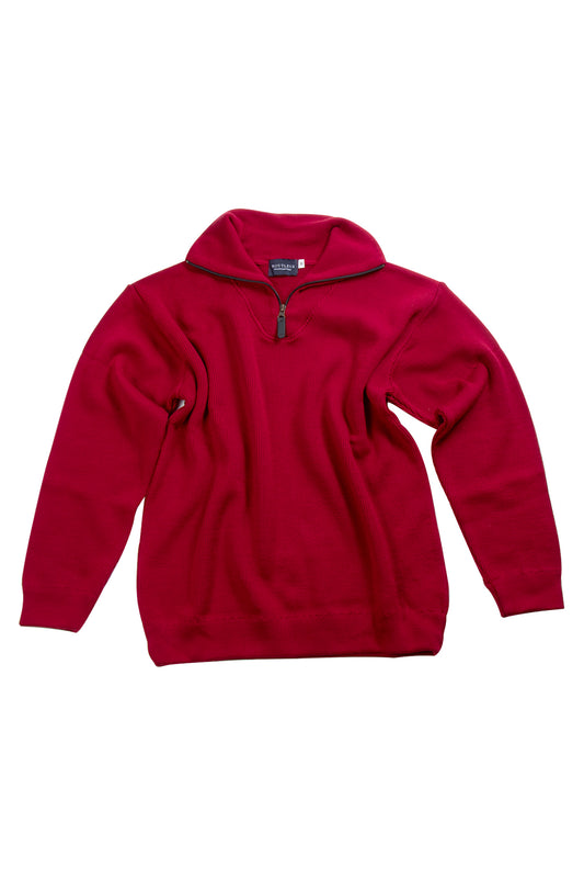 Routleys Merino Knit Zip Shawl Collar Red