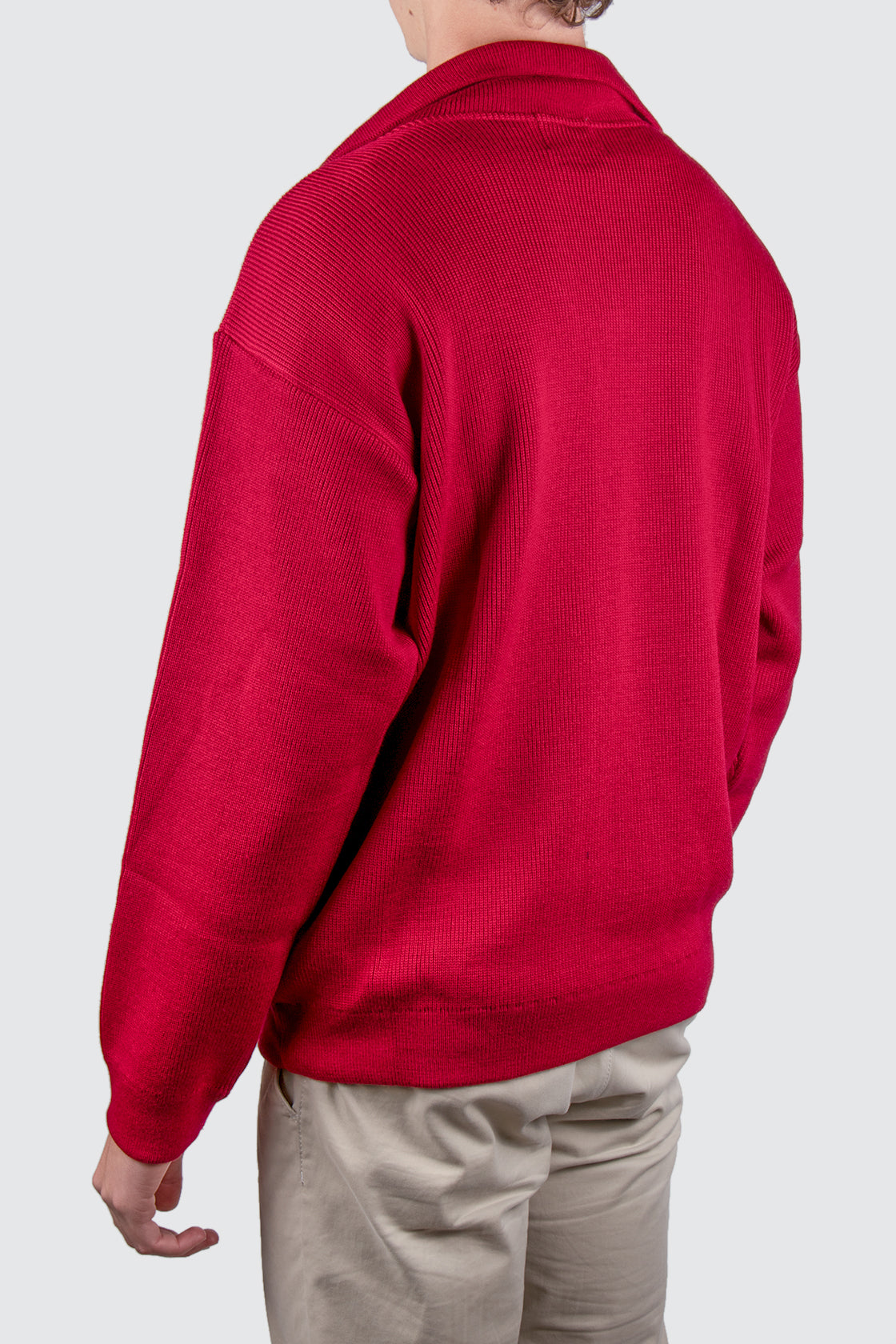 Routleys Merino Knit Zip Shawl Collar Red