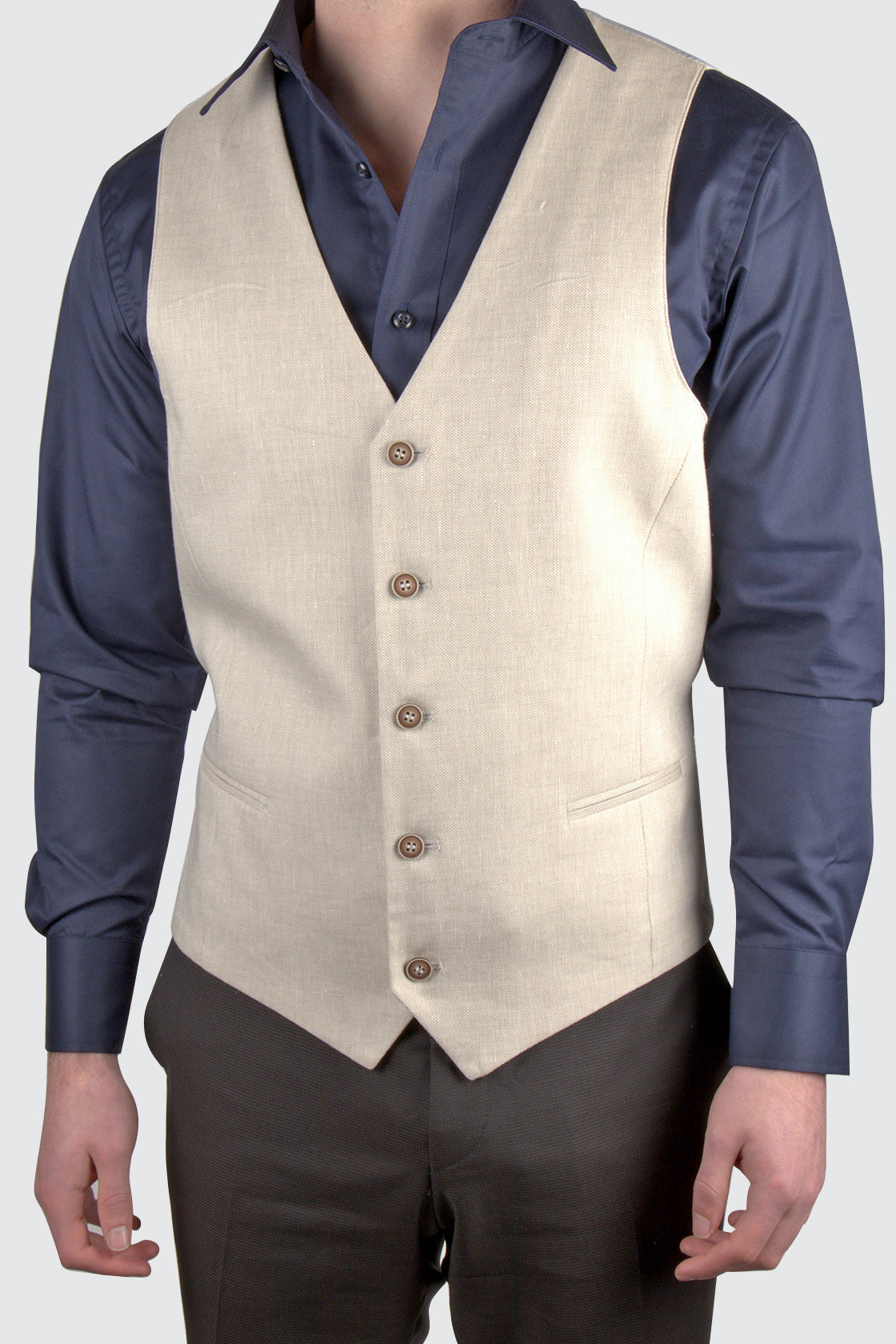 Routleys Ryan Tan Linen Waistcoat