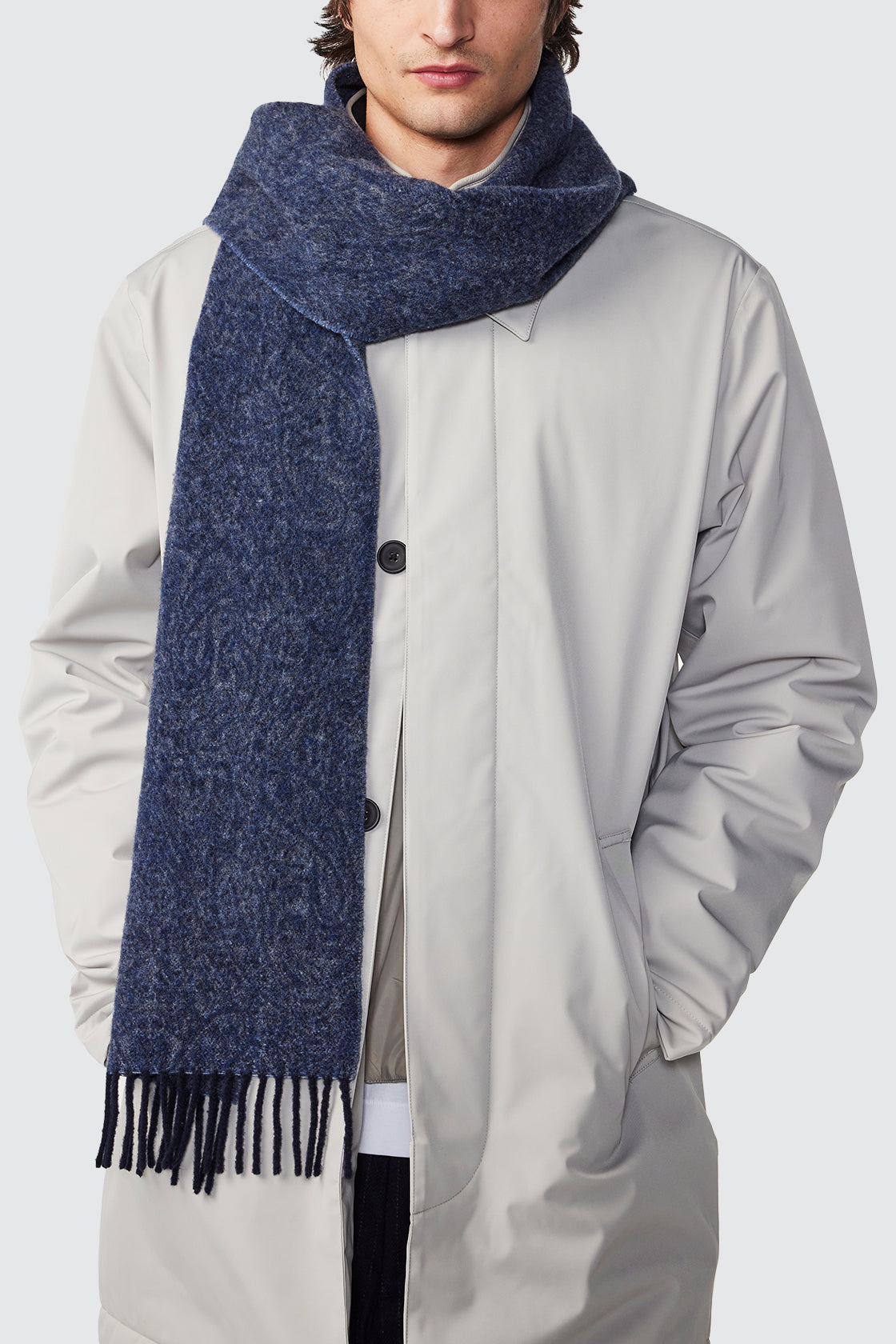 NN.07 9014 Wool Scarf Two Navy Print