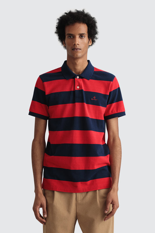 Gant Barstripe Pique Short Sleeve Rugger Bright Red