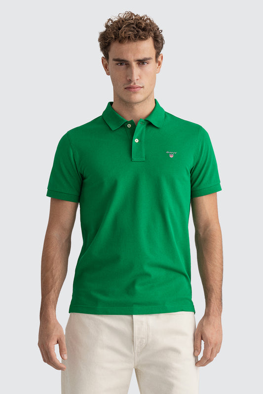Gant Solid Pique Short Sleeve Rugger Lavish Green
