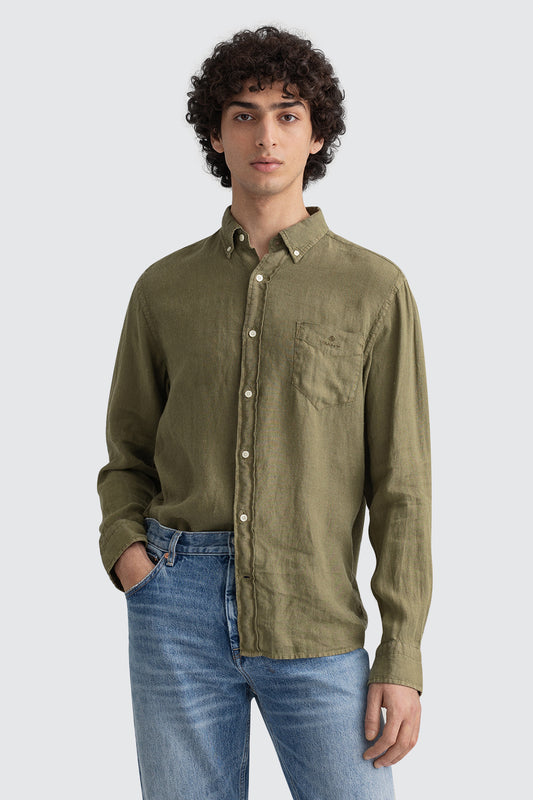 Gant Regular Linen Shirt Racing Green