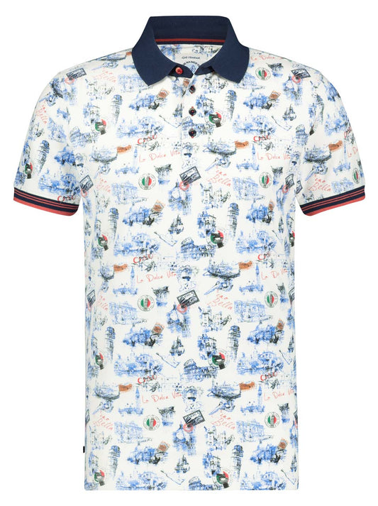 A Fish Named Fred Italy Map Polo Off-White