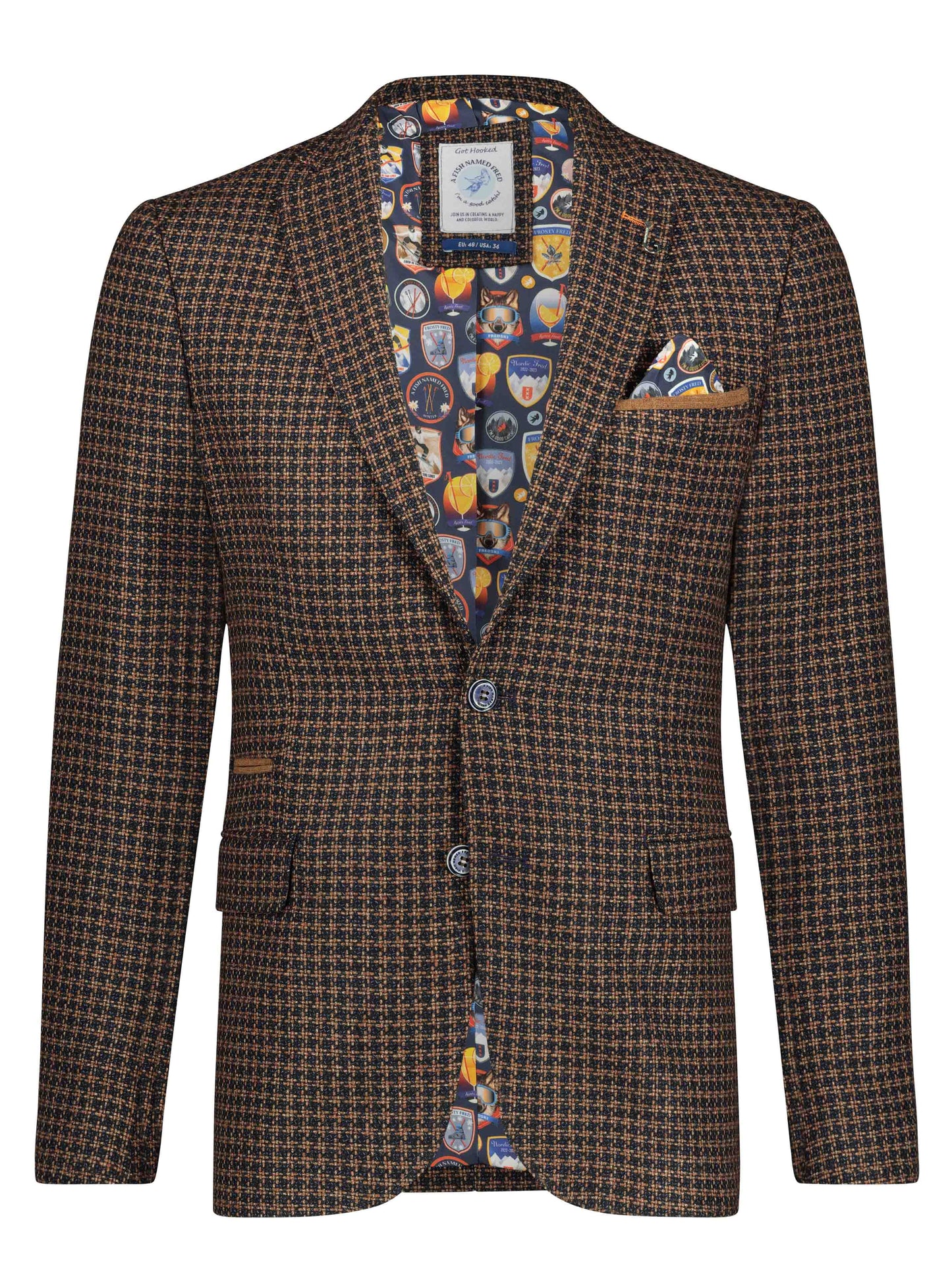 A Fish Named Fred Small Check Sportscoat Camel