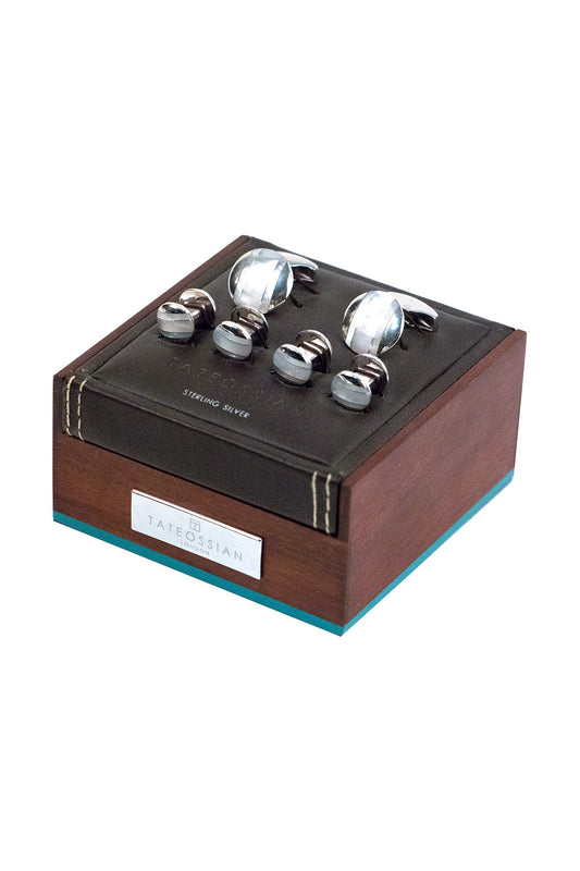 Tateossian Sterling Silver Studs And Cufflink Set