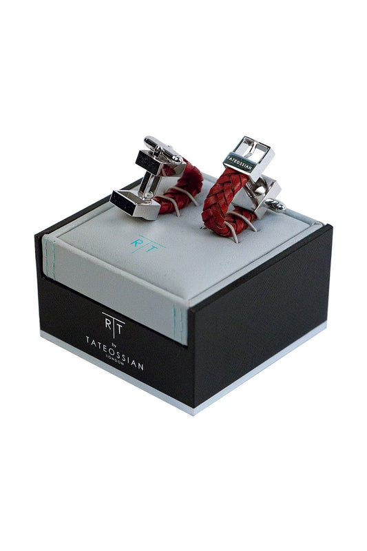 Tateossian Red Leather Cufflinks