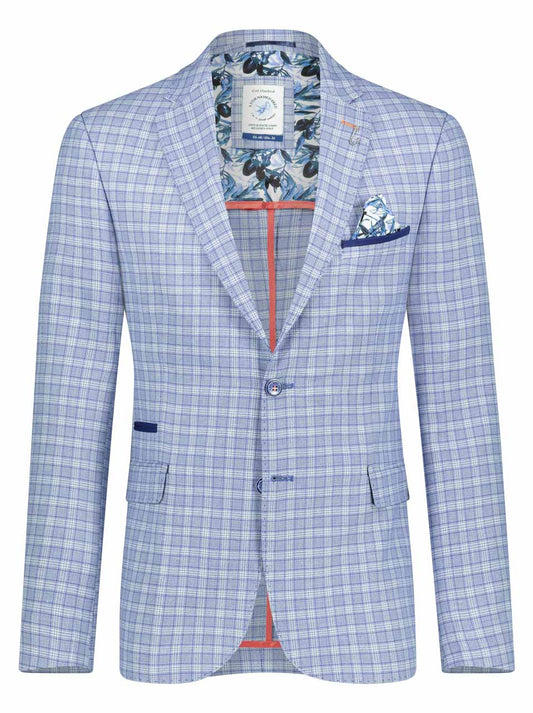 A Fish Named Fred Linen Blazer Blue Check