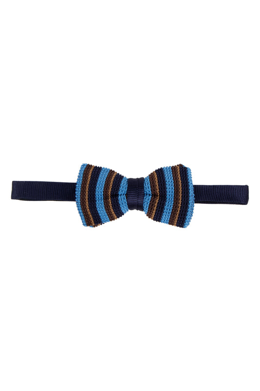 Ascot Knitted Bow Tie Blue Pattern