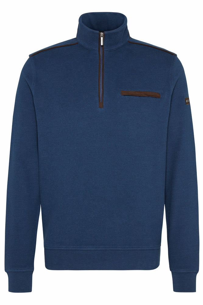 Bugatti Quarter Zip Sweat Top Blue