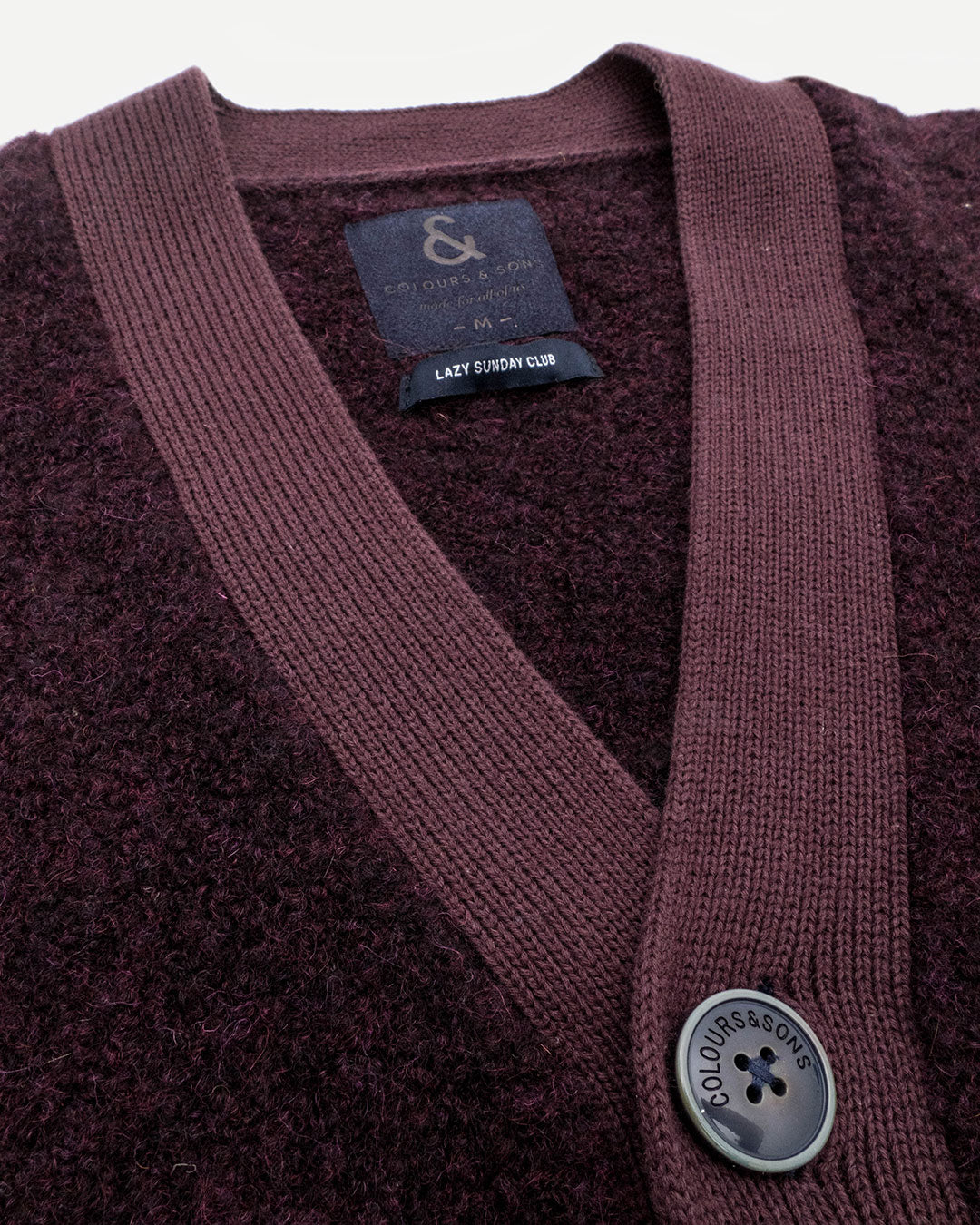 Colours & Sons Boucle Button Cardigan Burgundy